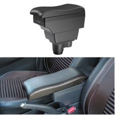 Car Center Armrest Box Curved Double Layer 7USB Carbon Fiber Leather Type for Renault Duster 2019 (Black)