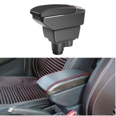 Car Center Armrest Box Plating Carbon Fiber Leather Type for Renault Duster 2019 (Black Red)