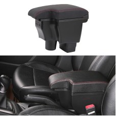 Car Center Armrest Box Microfiber Leather Type for Mazda CX-3 (Black Red)