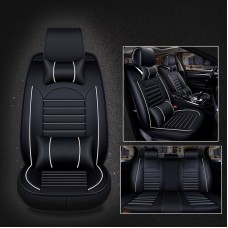 Universal PU Leather Car Seat Cover Black White Deluxe