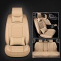 Universal PU Leather Car Seat Cover Beige Deluxe