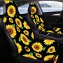 Car Seat Cover Car Cushion Car Seat Sunflower Printing, Product specifications: No Heating(Green Leaves on Black)