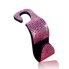 3 PCS Car Rear Seat Hooks Car Seats Multi-Function Diamond-Studded Hooks, Colour: Pink Diamond