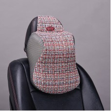 Car Seat Neck Pillow And Back Pad Linen Memory Cotton Soothing Car Cushion(Linen Red Headrest)