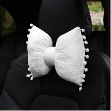 Car Lace Head Waist Pillow Elastic Cotton Neck Pillow Waist Pad Car Female Decorative Supplies, Colour: White Headrest