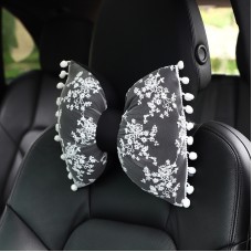 Car Lace Head Waist Pillow Elastic Cotton Neck Pillow Waist Pad Car Female Decorative Supplies, Colour: Black Headrest