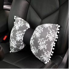 Car Lace Head Waist Pillow Elastic Cotton Neck Pillow Waist Pad Car Female Decorative Supplies, Colour: Black Lumbar Pillow