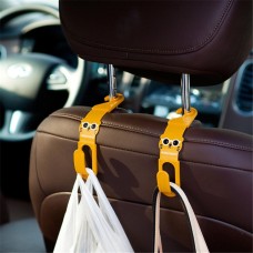 2 PCS Cute Cat Car Back Seat Hanger Storage Hook Car Accessories Sundries Hanger Holder(Brown)