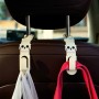 2 PCS Cute Cat Car Back Seat Hanger Storage Hook Car Accessories Sundries Hanger Holder(Beige)