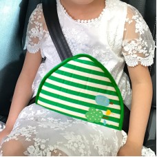 Car Child Seat Belt Adjusting and Fixing Device Buttons Seat Belt Anti-strangulation Shoulder Cover, Style:Cotton Fabric Green Stripes