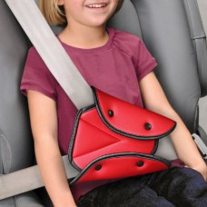 Car Seat Safety Belt Cover Sturdy Adjustable Triangle Safety Seat Belt Pad Clips Child Protection(Red)