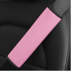 Fiber Leather Embossed Car Seat Belt Shoulder Cover Protector 6.5X23cm(Pink)