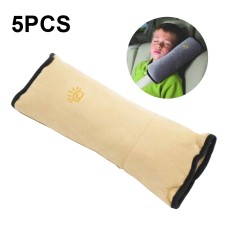 5pcs Children Car Seat Belt Protective Cover Thickened Plush Shoulder Pillow(Beige)