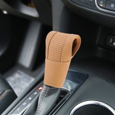 Universal Nonslip Breathable Genuine Leather Car Gear Shift Knob Cover(Brown)