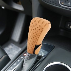 Universal Nonslip Breathable Genuine Leather Car Gear Shift Knob Cover(Brown)