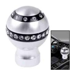 Car Universal Round Shaped Ergonomic Aluminum Manual Gear Shift Knob with Crystals(Silver)