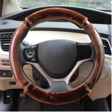 Carbon Fiber Plush Car Steering Wheel Cover To Cover (Colour: Brown, Adaptation Steering wheel diameter: 38cm)