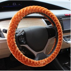 Plush Embossed Short Plush Car Steering Wheel Cover (Colour: Brown, Adaptation Steering wheel diameter: 38cm)