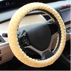 Plush Embossed Short Plush Car Steering Wheel Cover (Colour: Beige, Adaptation Steering wheel diameter: 38cm)