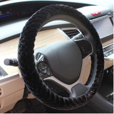 Plush Embossed Short Plush Car Steering Wheel Cover (Colour: Black, Adaptation Steering wheel diameter: 38cm)