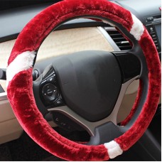 Warm Plush Stitching The Sleeve (Colour: Red and White, Adaptation Steering wheel diameter: 38cm)