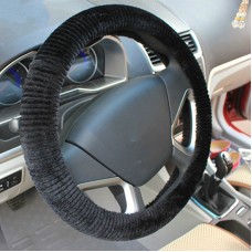 Circle Plush Car Steering Wheel Cover (Colour: Black, Adaptation Steering wheel diameter: 38cm)