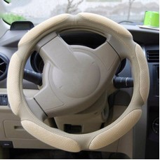 Sandwich Steering Wheel Cover (Colour: Beige and white glue, Adaptation Steering wheel diameter: 38cm)