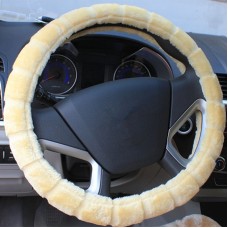 Plush Car Steering Wheel Cover To Keep Warm (Colour: Beige, Adaptation Steering wheel diameter: 38cm)