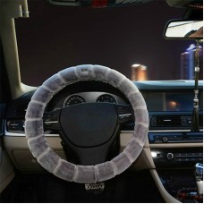 Bamboo Plush Car Steering Wheel Cover (Colour: Grey, Adaptation Steering wheel diameter: 38cm)