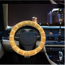 Bamboo Plush Car Steering Wheel Cover (Colour: Beige, Adaptation Steering wheel diameter: 38cm)