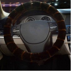 Bamboo Plush Car Steering Wheel Cover (Colour: Black brown, Adaptation Steering wheel diameter: 38cm)