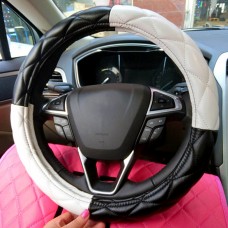 The Color Black + White Leather Car Steering Wheel Cover Sets Four Seasons General