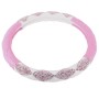 The Color Pink + White Leather Car Steering Wheel Cover Sets Four Seasons General with Diamond