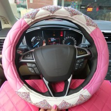 The Color Fuschia And White Leather Car Steering Wheel Cover Sets Four Seasons General With Diamond