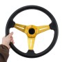 35cm PU Racing Sport Hand Wheel Car Modified Steering Wheel(Gold)