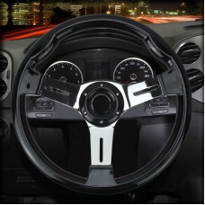 Car Modified 33.5cm Metal + ABS Racing Sport Horn Button Steering Wheel(Black)