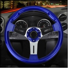Car Modified 33.5cm Metal + ABS Racing Sport Horn Button Steering Wheel(Blue)