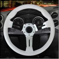 Car Modified 33.5cm Metal + ABS Racing Sport Horn Button Steering Wheel(White)