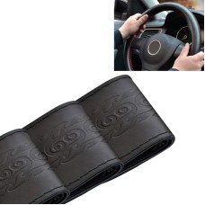 MILI Four Seasons Genuine Leather Hand-stitched Car Adaptation Steering Wheel Cover(Black)