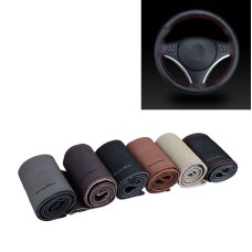 Car Universal Genuine Leather Hand-stitched Steering Wheel Cover(Dark Brown)