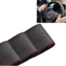 MILI Genuine Leather Hand-stitched Car Adaptation Steering Wheel Cover(Black Red)