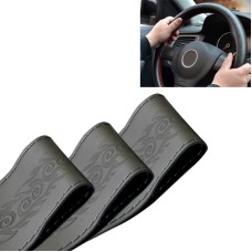 MILI Genuine Leather Hand-stitched Car Adaptation Steering Wheel Cover(Grey)