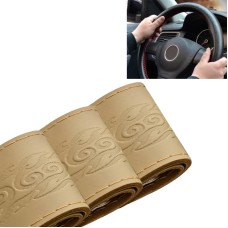 MILI Genuine Leather Hand-stitched Car Adaptation Steering Wheel Cover(Beige)