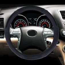 Универсальный автомобиль подлинный кожаный красочный рулевой крышку рулевого колеса, диаметр: 38 см (черный)