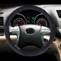 Universal Car Genuine Leather Colorful Stripe Steering Wheel Cover, Diameter: 38cm(Black)