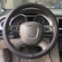 Universal Car Genuine Leather Double Needlework Steering Wheel Cover, Diameter: 38cm(Red)