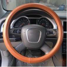 Универсальный автомобиль подлинный кожаный рулевой крышку рулевого колеса, диаметр: 38 см (коричневый)