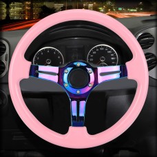 Car Colorful Modified Racing Sport Horn Button Steering Wheel, Diameter: 34.6cm(Pink)
