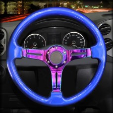 Красочный модифицированный гоночный спортивный рулевой руль на кнопку рога, диаметр: 34,6 см (синий цвет)