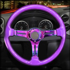 Car Colorful Modified Racing Sport Horn Button Steering Wheel, Diameter: 34.6cm(Purple)